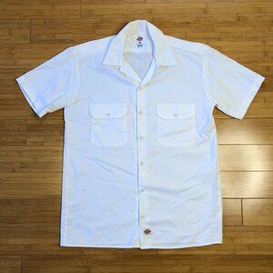 Dickies Men's Medium White Button Short Sleeve Work Shirt Utility Halloween